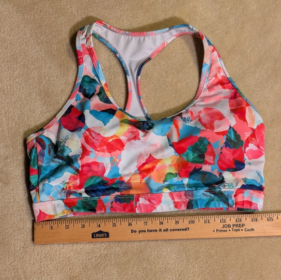 EUC ZYIA pink/blue/green floral racerback removable pads sports bra | Size XL - Picture 6 of 6